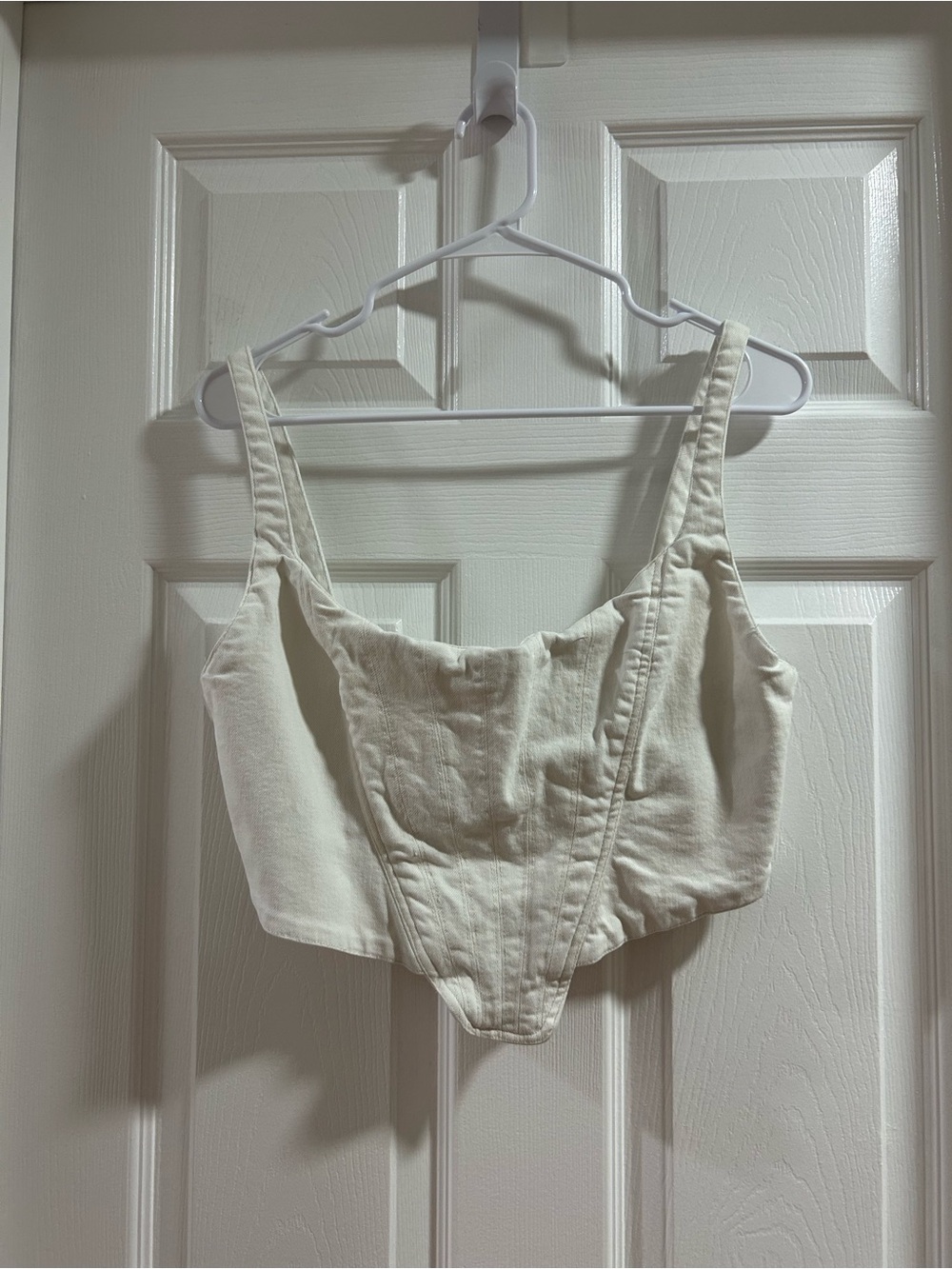 Zara Cream Structured Corset Crop Top